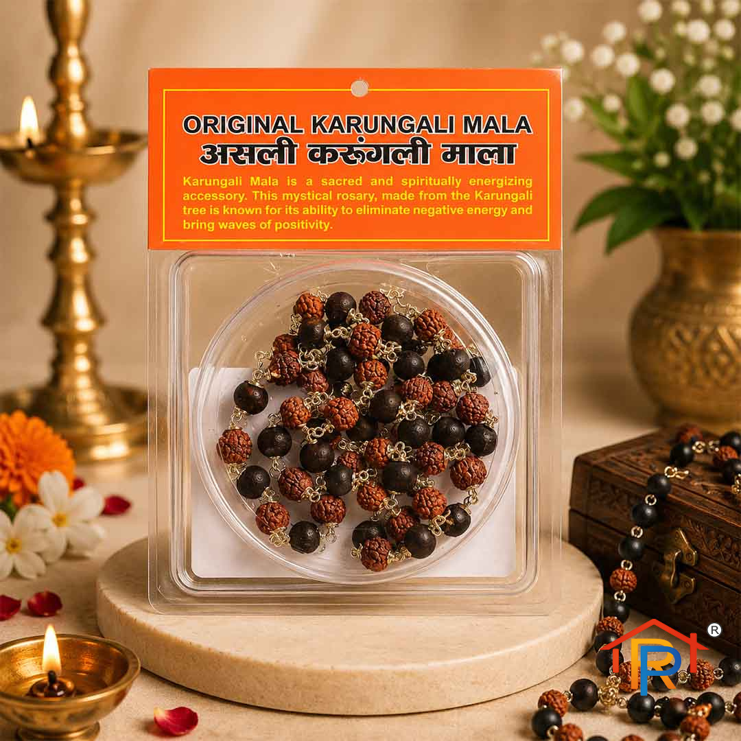 Rudraksha Karungali Mala 8mm (108+1 Beads) | Lab Certified | Original Rudraksha & Karungali Spiritual Mala for Jaap, Meditation & Protection & Energy Balance | for Men & Women
