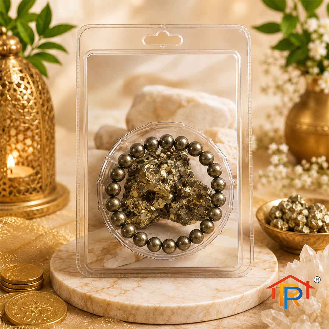 Pyrite Swastik Frame 7.5x7.5 Inches with Pyrite Bracelet | Pyrite Dust Plate for Spiritual Healing, Wealth Attraction, and Energy Alignment (Swastik Engraved)