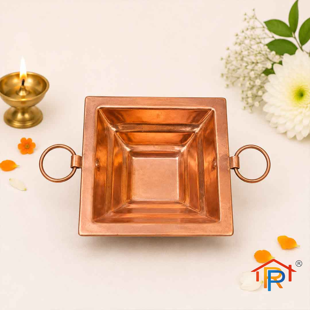 Copper Havan Kund Religious Indian Traditional Hawan Kund with Handles | Agnihotra Copper Pooja Havan Kund| havan kund for Home