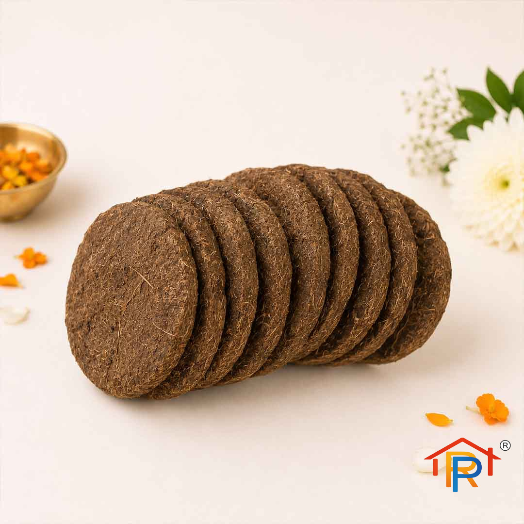 Pure Organic Cow Dung Cake & Upla I Natural Kande for Pooja, Hawan and Home use Pack of 10