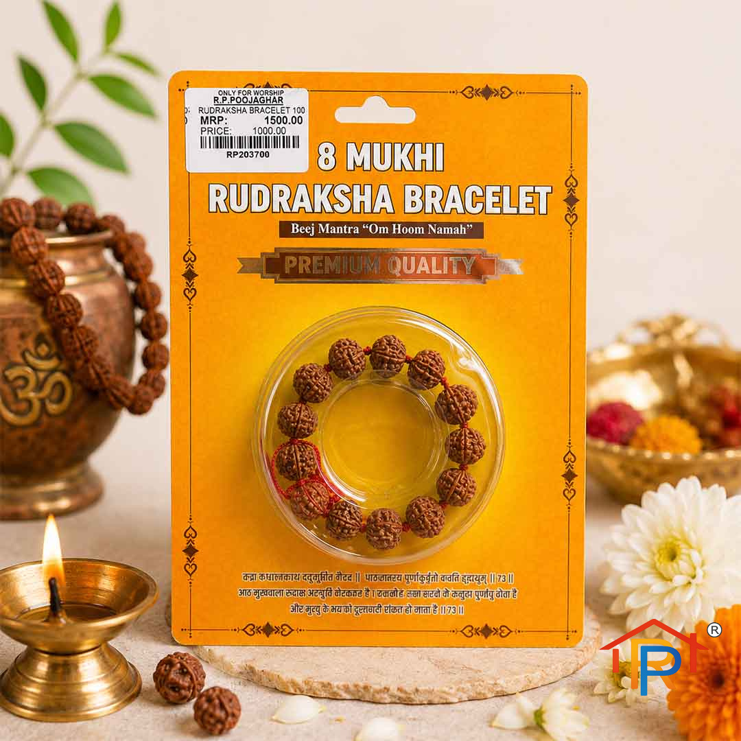 8 Mukhi Rudraksha Bracelet – Sacred Beaded Bracelet for Success, Obstacle Removal & Positive Energy