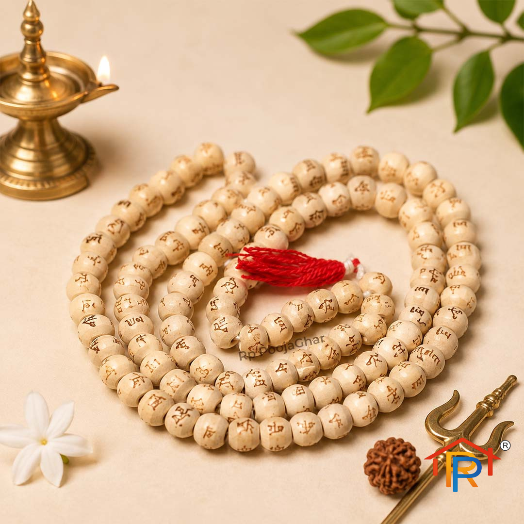 RP PoojaGhar Tulsi Mala | 108 Natural Tulsi Beads | Original Holy Basil Japa Mala for Meditation, Chanting & Daily Worship