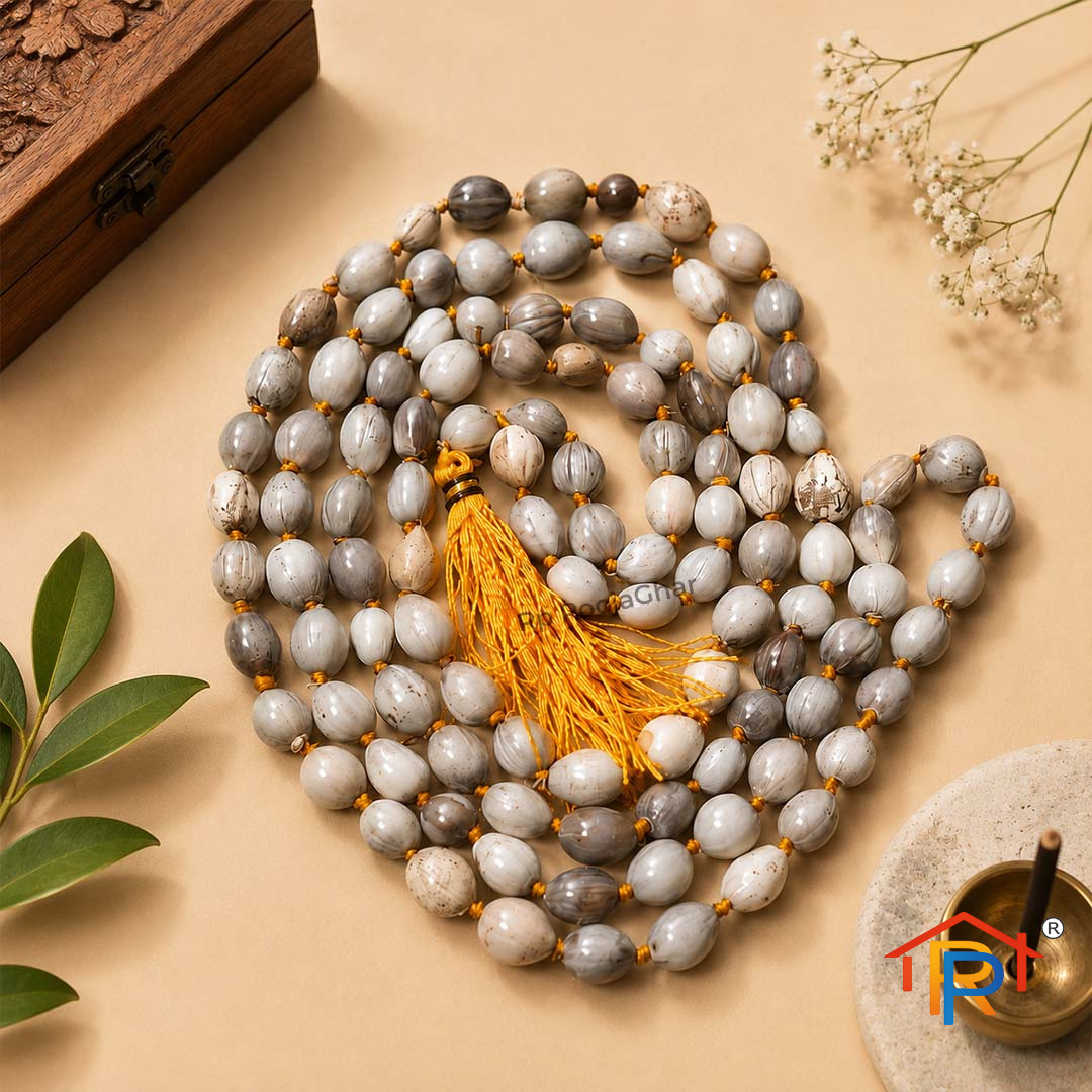 RP PoojaGhar Vaijanti Mala | Original Vaijanti Seed Mala | 108 Natural Beads | Japa Mala for Meditation, Chanting & Daily Worship