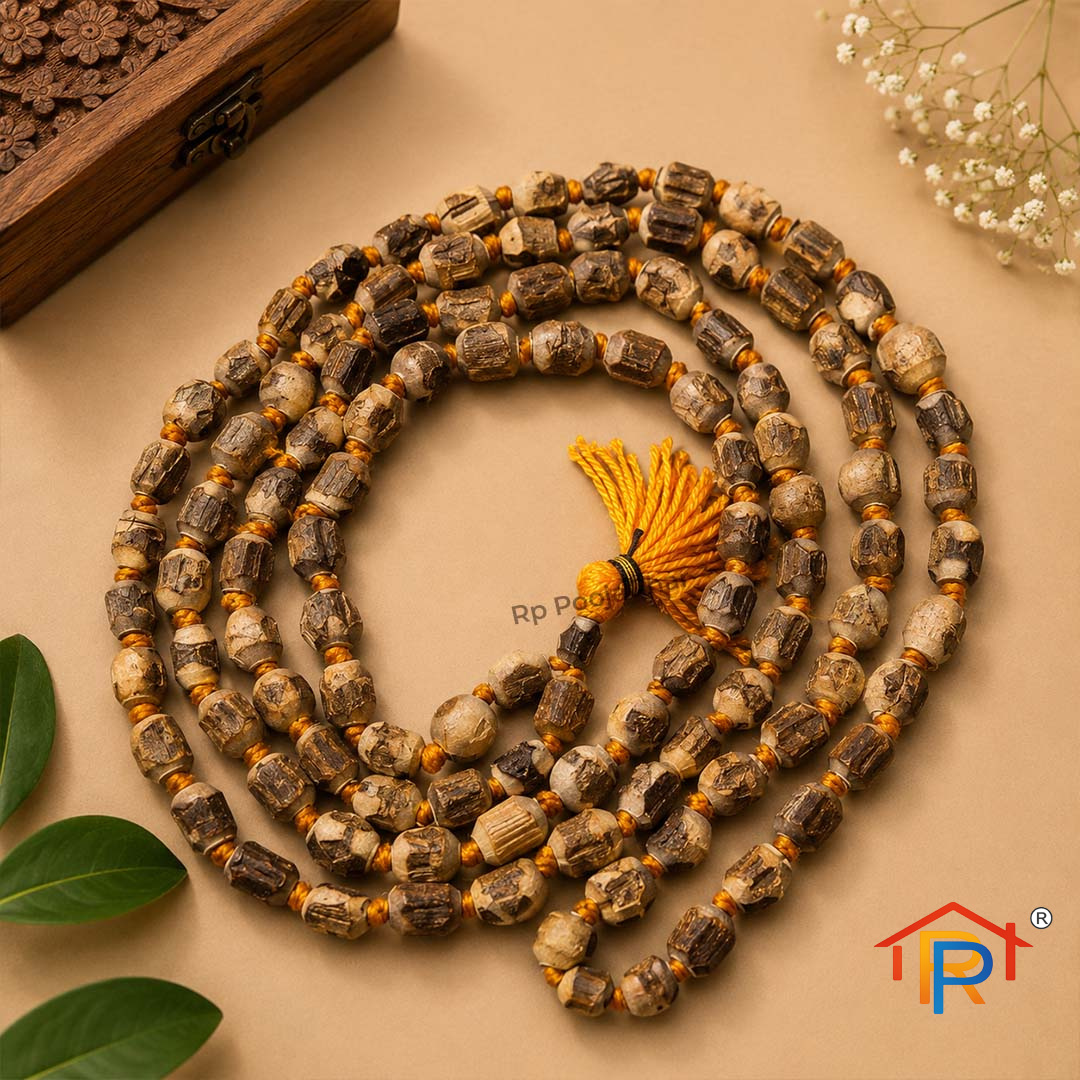 RP PoojaGhar Tulsi Mala | Original Natural Tulsi Wood Mala | 108 Beads Japa Mala for Meditation, Chanting, Yoga & Daily Worship