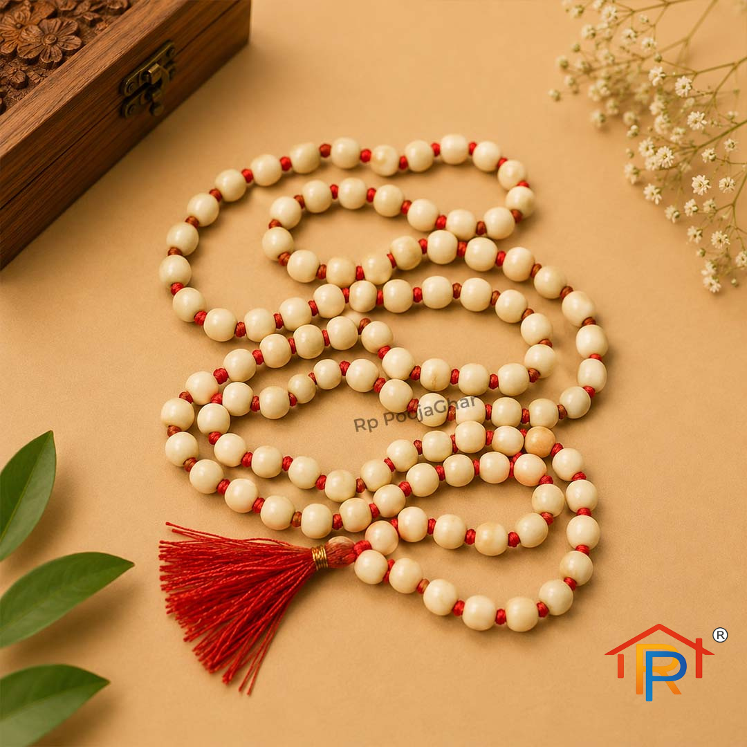 RP PoojaGhar Natural Gunjan Mala | Original Gunja Seed Mala | 108 Natural Beads | Japa Mala for Meditation, Chanting & Daily Worship