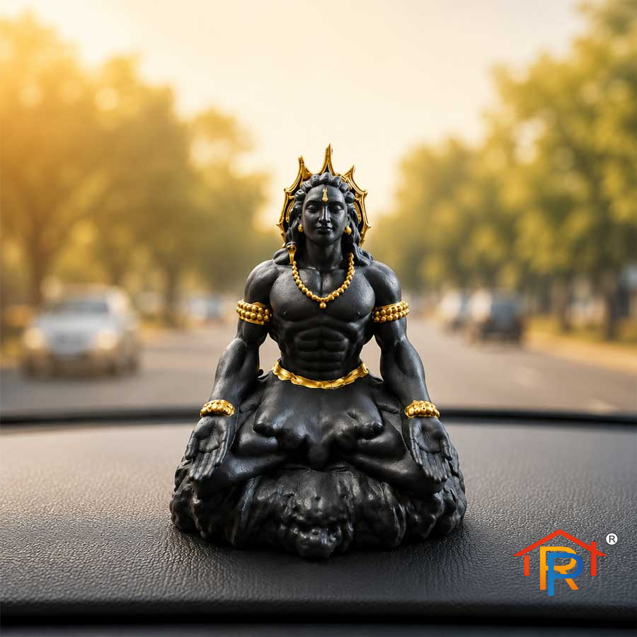 RP PoojaGhar Mahadev Car Idol | Lord Shiva Dashboard Idol | Premium Car Dashboard Showpiece for Home