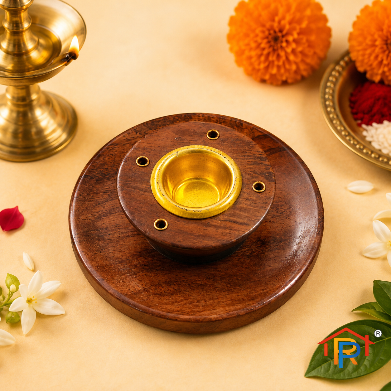 RP PoojaGhar Wooden Ritual Bowl | Premium Wooden Puja Bowl