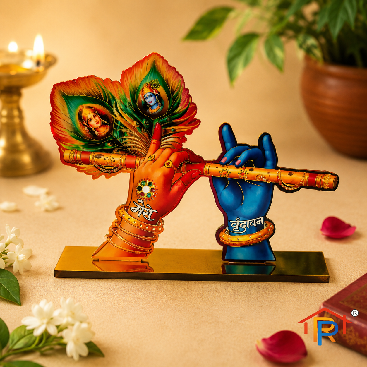 RP PoojaGhar Radha Krishna Hand Decor | Premium Decorative Hand Showpiece