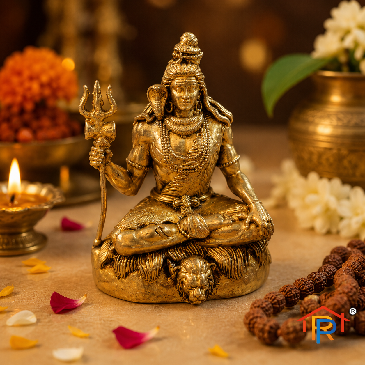 RP PoojaGhar Brass Lakshmi Ganesh Idol | Premium Brass Laxmi Ganesh Murti | Decorative Puja Statue for Home Temple