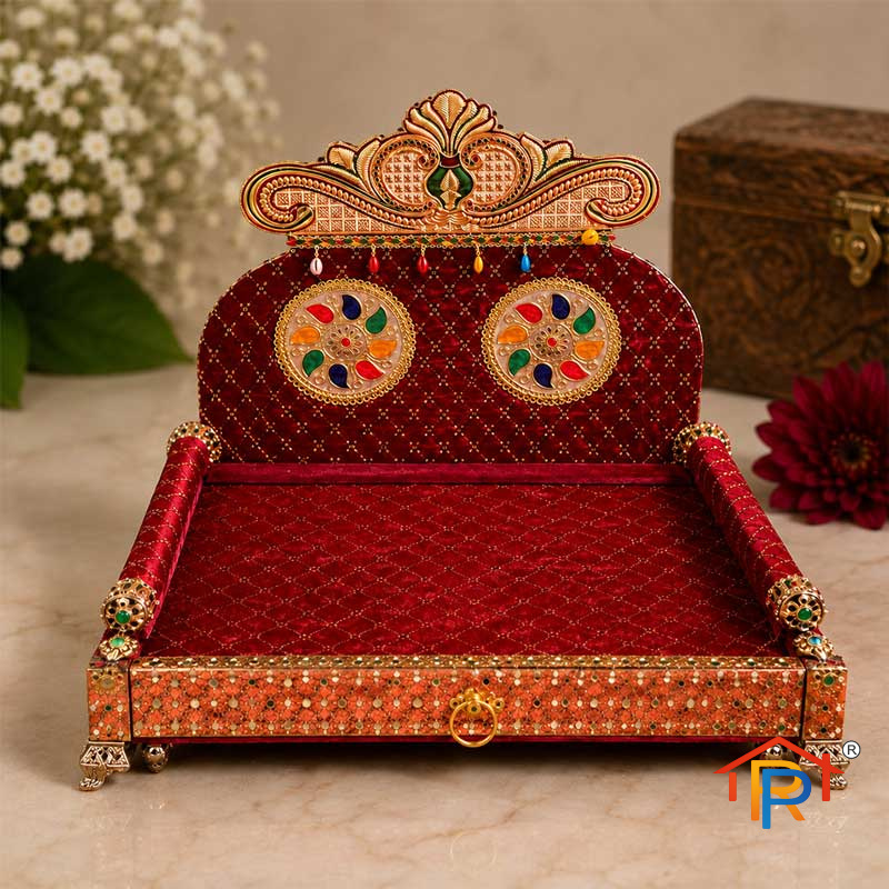 RP PoojaGhar Velvet God Idol Sinhasan | Premium Velvet Singhasan for God Idol