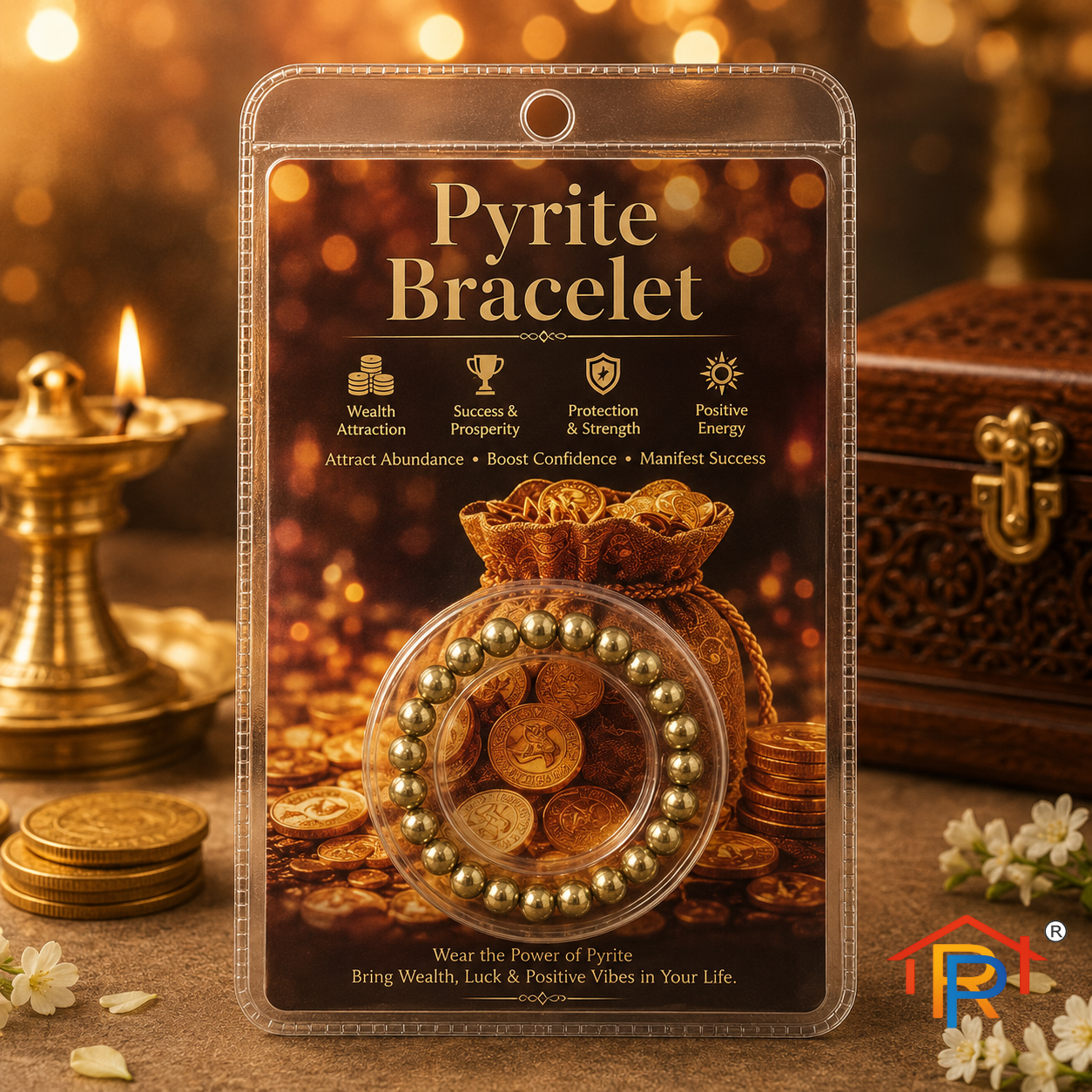 RP PoojaGhar Pyrite Sutra Bracelet | Natural Pyrite Bead Bracelet