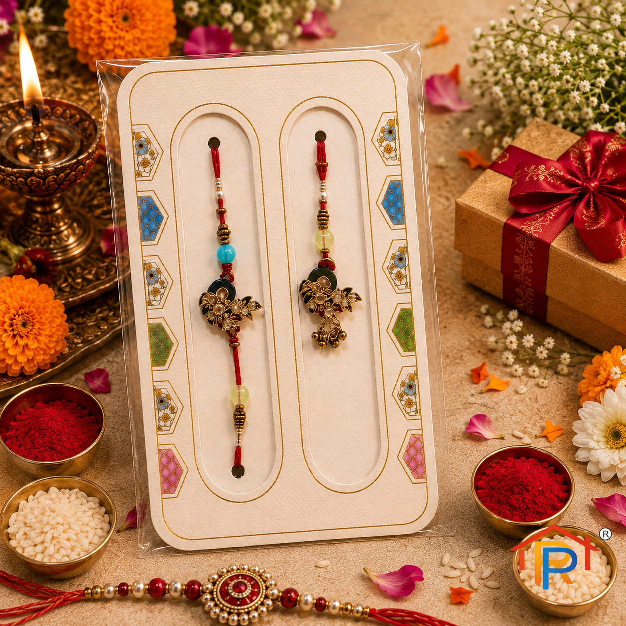 RP PoojaGhar Ganesh Milan Rakhi Set | Premium Ganesh Rakhi Gift Set
