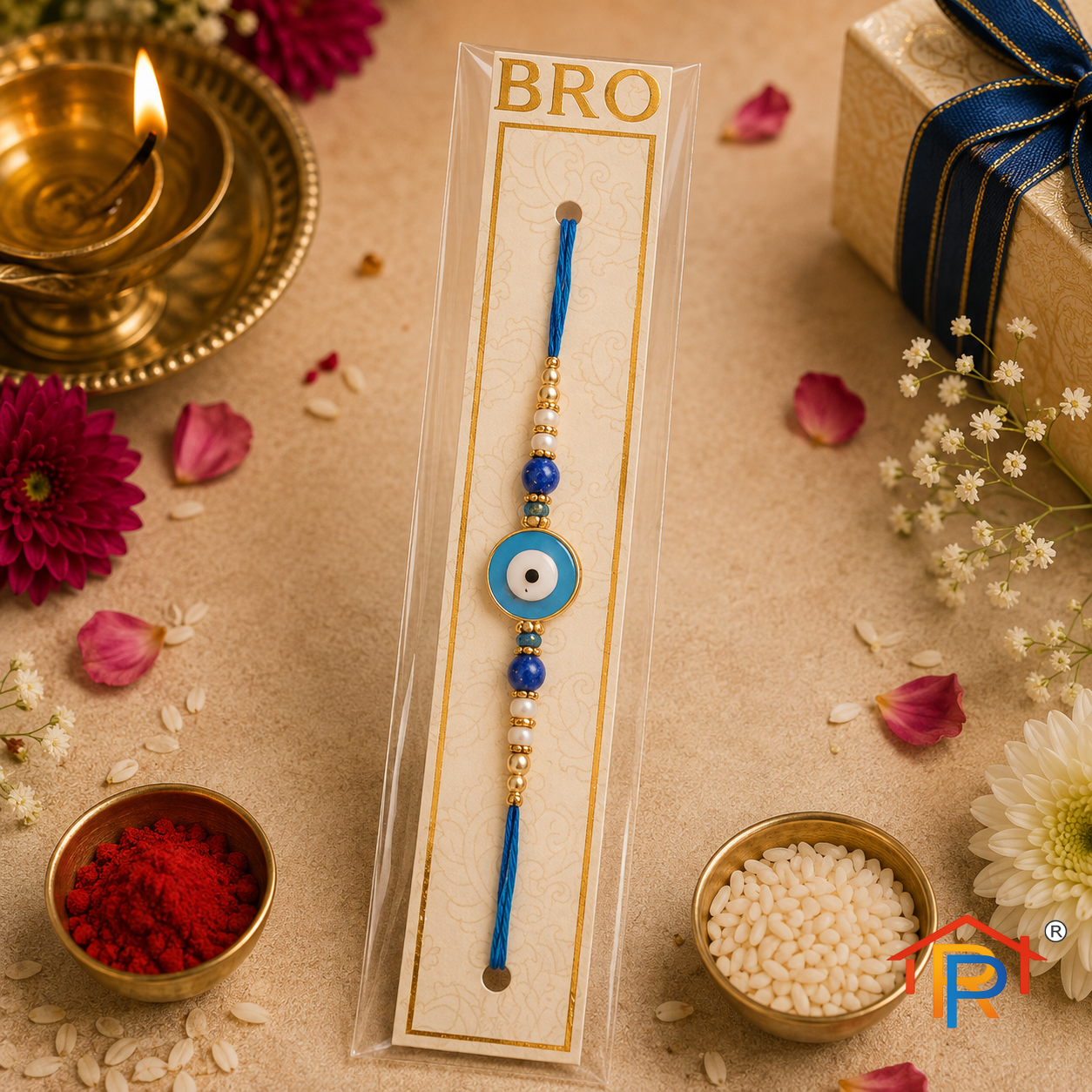 P PoojaGhar Sneh Sutra Set | Premium Rakhi Set | Traditional Raksha Bandhan Gift for Brother