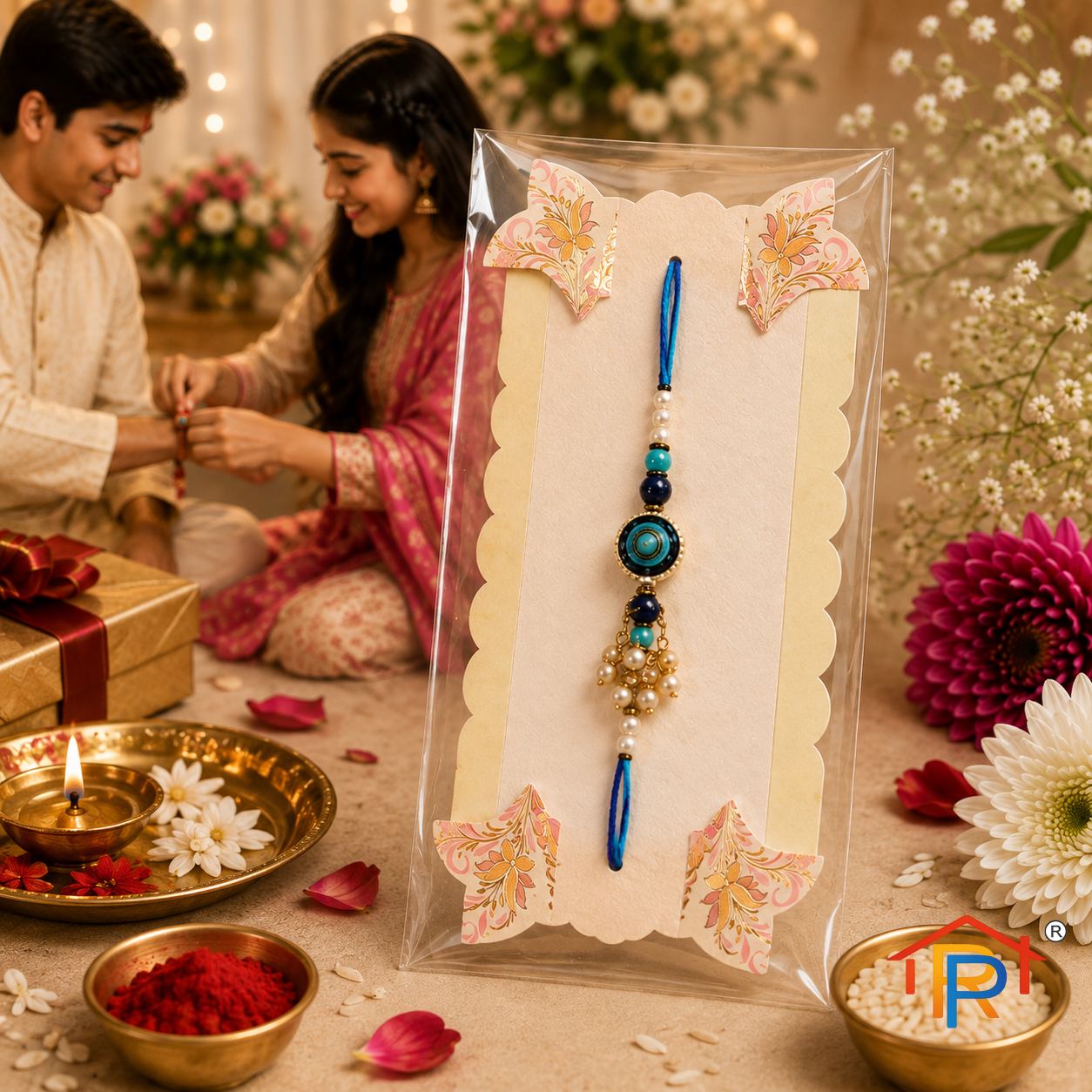 RP PoojaGhar Saathiya Rakhi Set | Premium Designer Rakhi Set