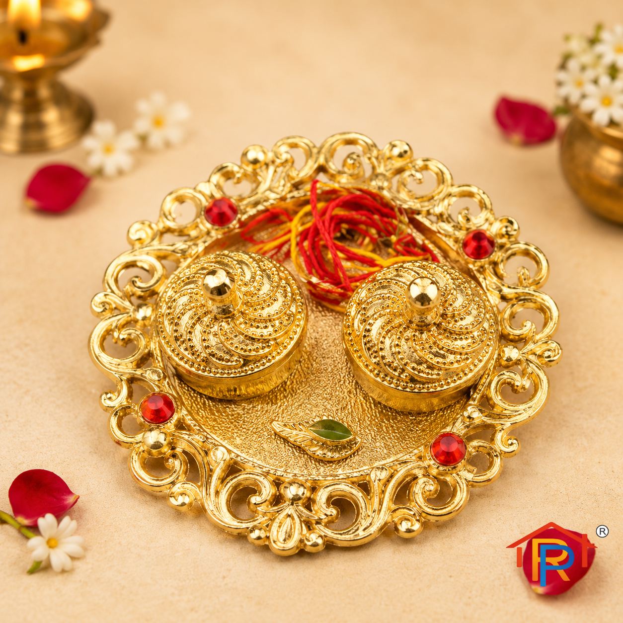 RP PoojaGhar Mangal Tilak Plate | Decorative Tilak Thali for Puja, Festivals & Religious Ceremonies