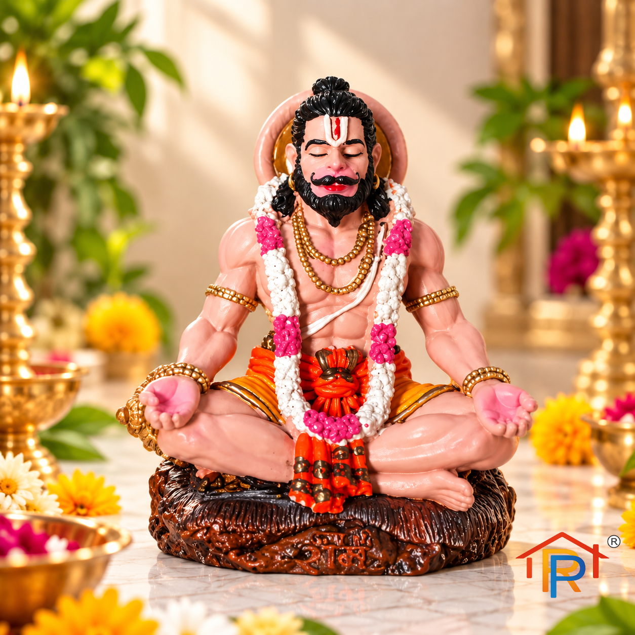 RP PoojaGhar Hanuman Car Idol | Lord Hanuman Dashboard Idol for Car, Vehicle Décor & Devotional Use