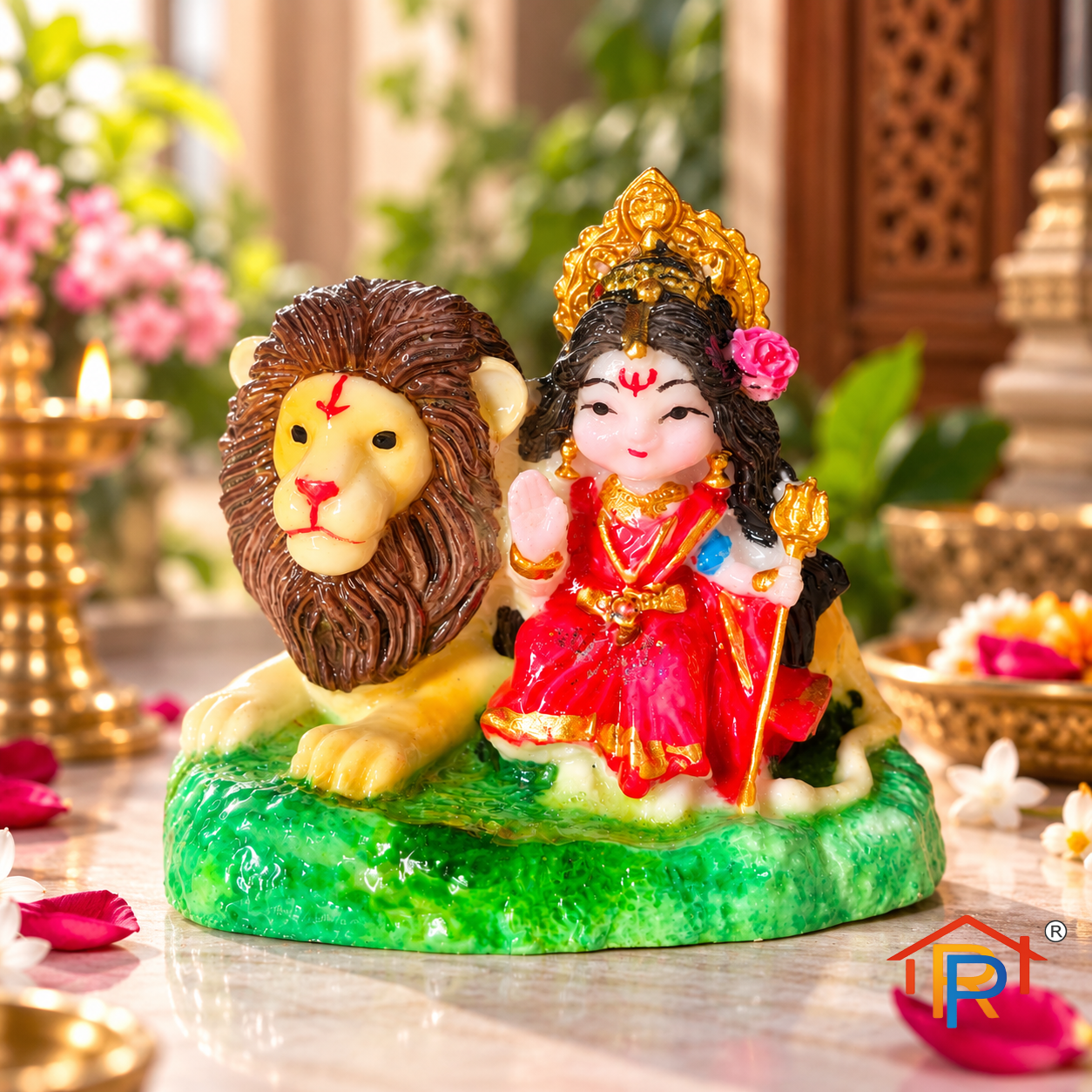 RP PoojaGhar Sherawali Durga Idol | Maa Durga Murti for Home Temple, Puja & Festive Decor
