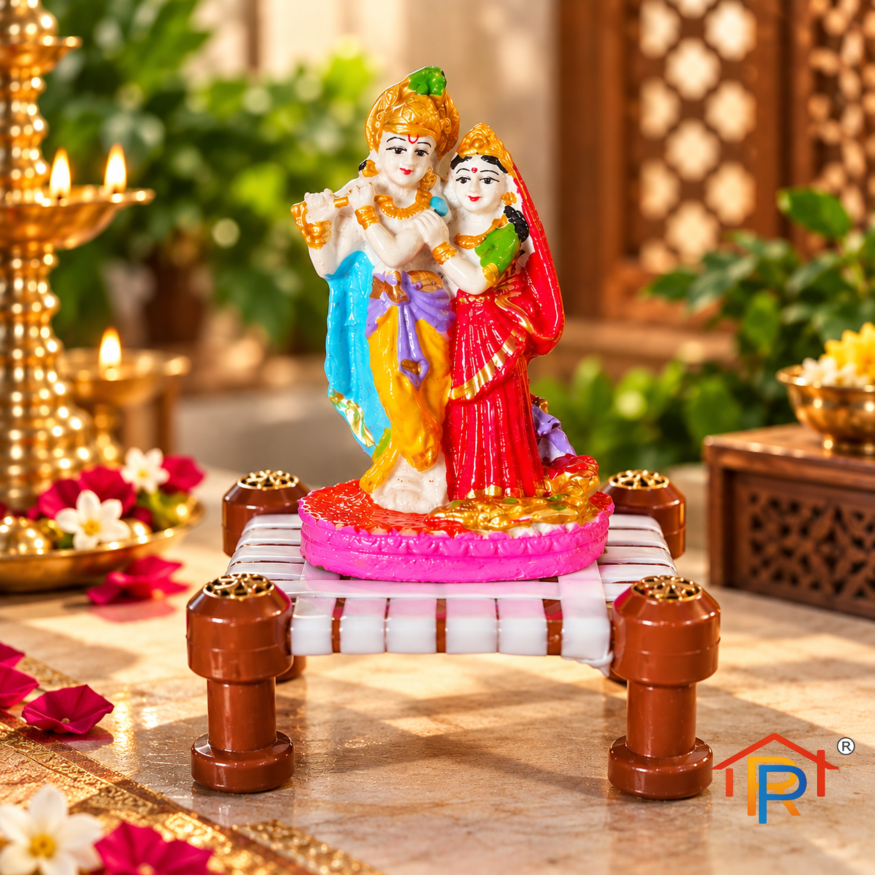 RP PoojaGhar Radha Gopal Idol | Radha Krishna Murti for Puja, Home Temple, Janmashtami & Devotional Décor